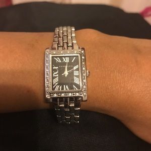 Silver Diamond accented Anne Klein Watch